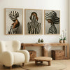 Abstract African Woman Canvas Art – Black & White Striped Print