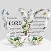 Clear acrylic butterfly shaped scripture decor featuring a Bible verse about trusting in the Lord