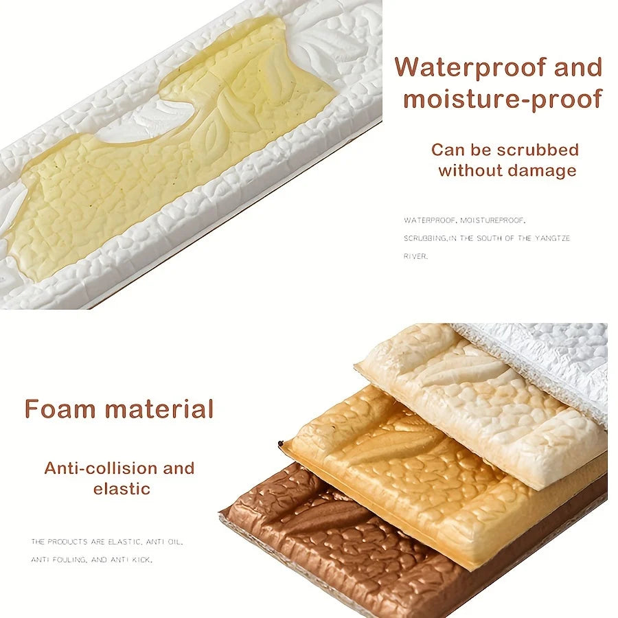 Yellow foam wall trim strips designed to be waterproof and moisture-proof.