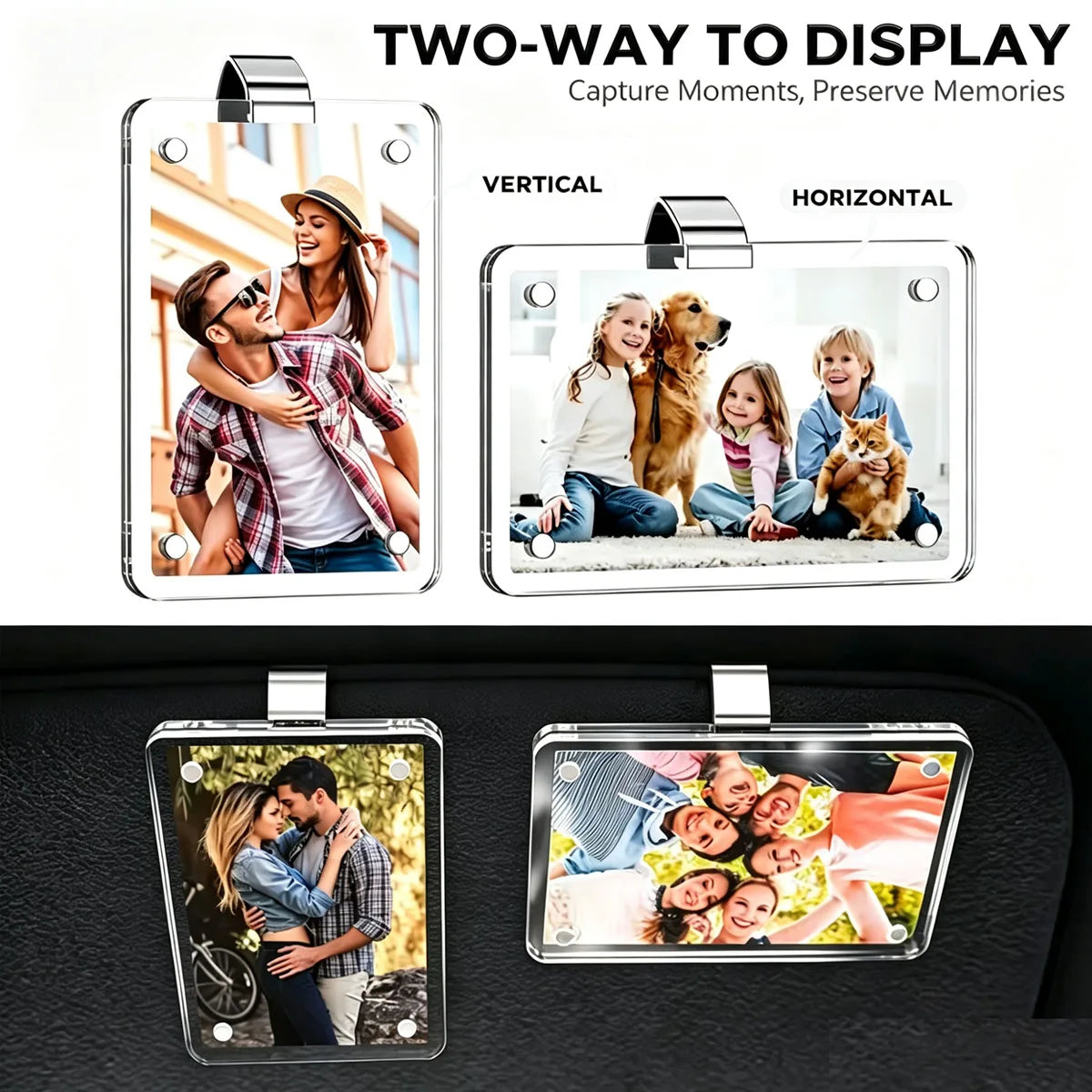 Magnetic Acrylic Photo & Card Display Frame for Car or Home