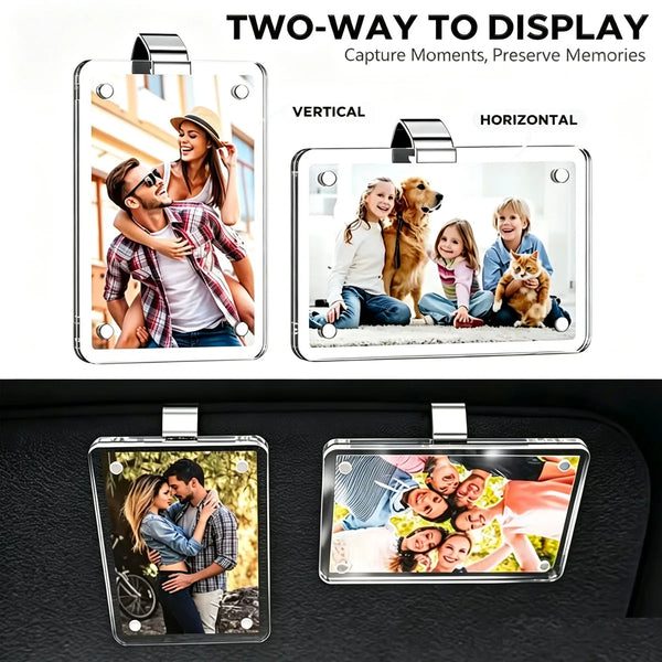 Two-way display magnetic acrylic photo frame showing vertical and horizontal photo options