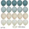 A set of twenty vintage blue latex balloons and a roll of 10M ribbon.