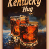 Vintage canvas wall art featuring a dark background and an orange-colored cocktail glass with ice.