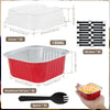 A set of reusable aluminum foil baking cups with lids, stickers, spoons, and an aluminum foil box.
