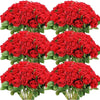A bouquet of red velvet artificial roses, 50 stems, used for weddings and home décor.