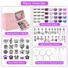 80 pieces violet set including jewelry boxes, color beads, dangle charms, and metal beads for DIY bracelet making