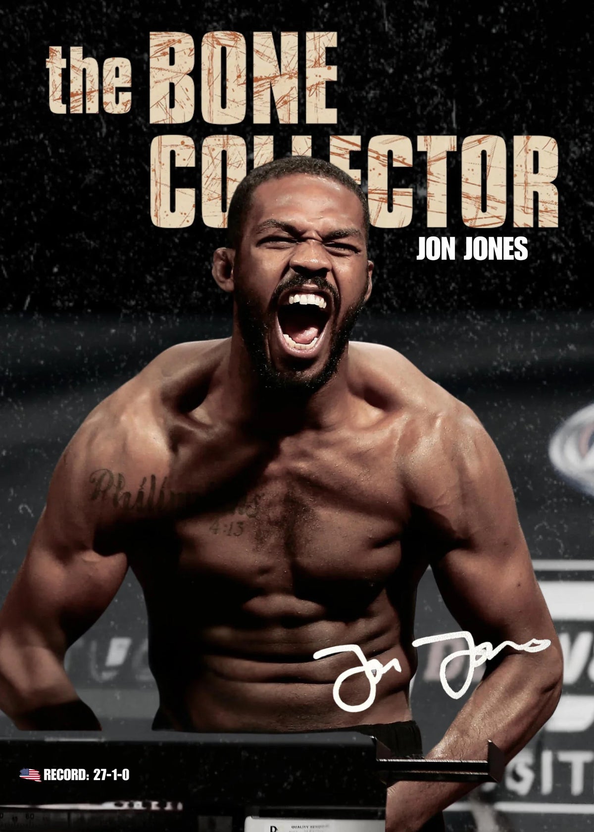 Album cover for The Bone Collector by Jon Jones featuring a muscular man with an intense expression.