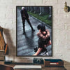 Canvas art poster featuring a dark, moody scene with two figures in a gritty environment.