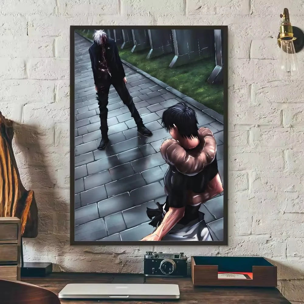 Canvas art poster featuring a dark, moody scene with two figures in a gritty environment.