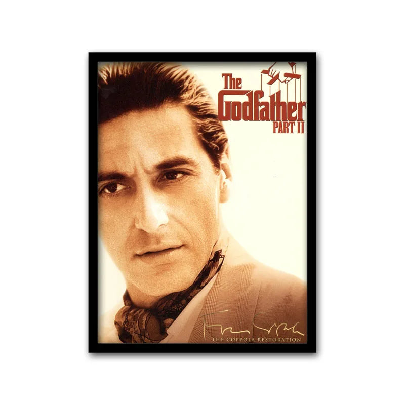 Poster art for The Godfather Part II featuring a close-up portrait of Marlon Brando.
