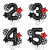 Black foil number balloons shaped like 2, 3, 4, and 5 for birthday party decorations