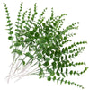 A sprig of artificial eucalyptus leaves used for home and party decoration.
