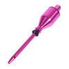 A pink balloon stuffing tool kit with a metal inflator and a long, slender rod.