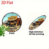 2D flat printing of a vintage western tombstone sign featuring a wooden building and horses.