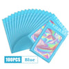 A stack of 100 blue holographic ziplock bags for jewelry and small item storage.