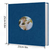 A dark blue magnetic scrapbook album with a circular photo holder featuring a couple.