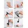 Step-by-step instructions showing how to attach adhesive cap holder hooks for wall mounted hat storage.