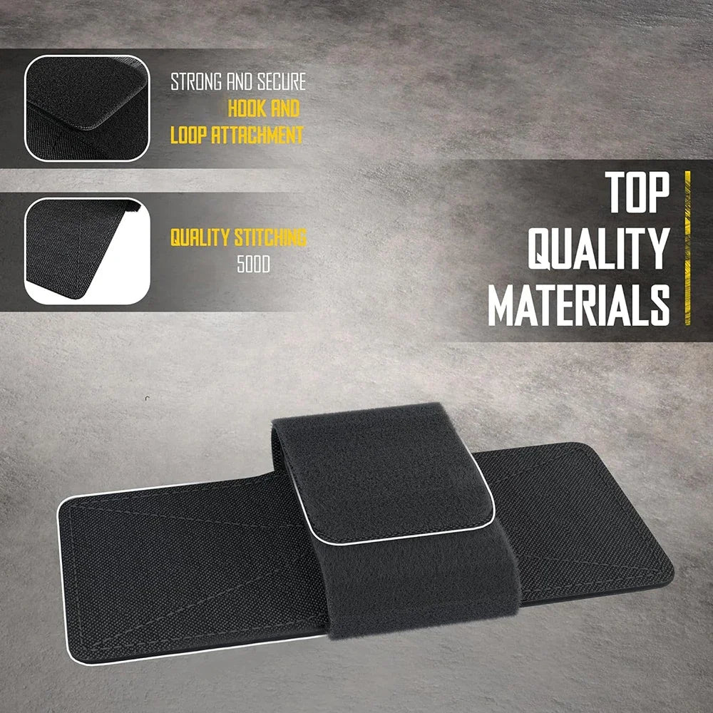 Black universal concealed carry holster featuring strong hook and loop attachment and quality stitching.