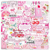 A collection of Jesus phrase graffiti stickers featuring motivational and faith-based messages on various shapes and colors.