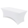 White stretch fitted spandex table cover for rectangle and folding tables