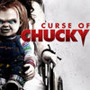 A movie poster for Curse of Chucky featuring a close-up of Chucky and his mother.