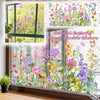 Colorful butterfly and flower window stickers featuring vibrant blooms and insects