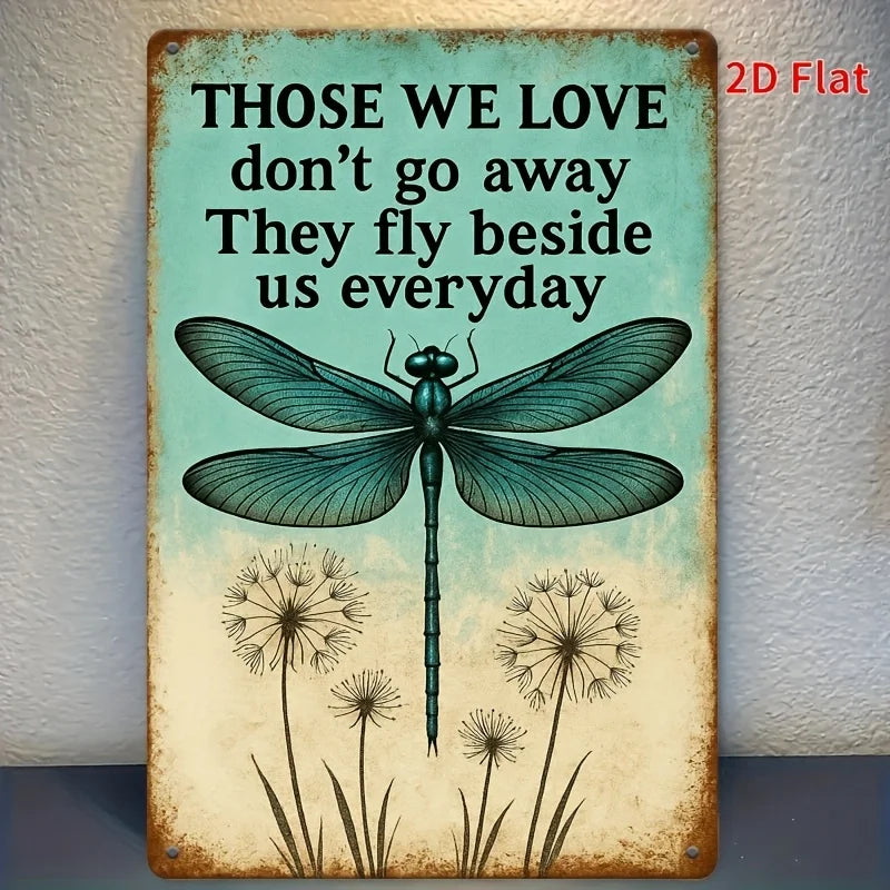 Vintage Metal Wall Art – Dragonfly & Dandelion Design