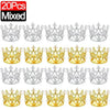 A set of 20 mixed gold and silver crown cake topper decorations.
