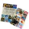 A spread of a vision board sticker book featuring inspirational images and quotes.