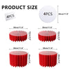 Red folding dessert table cupcake display stand with 4 pieces shown in various sizes.