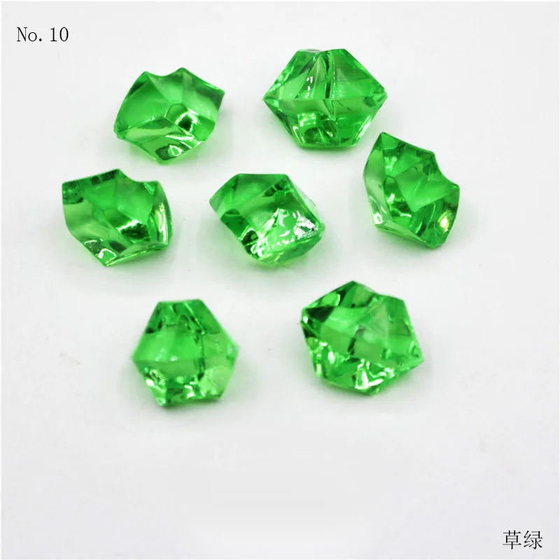 Ten faceted green crystal ice cube acrylic stones for decorative use