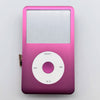 A pink iPod Classic front faceplate with a circular menu button visible.