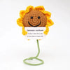 Handmade crochet sunflower potato doll with an inspirational card