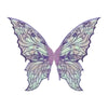 A pair of iridescent purple and green fairy wings with intricate floral patterns.