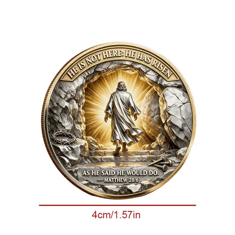 Easter "The Lord Is Risen" Inspirational Coin — Faith & Prayer Keepsake