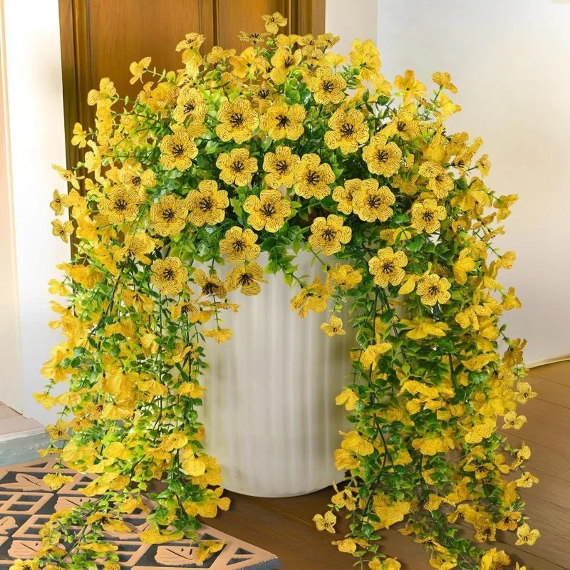 Arche luxuriante faite de vignes de glycine jaunes artificielles pour décoration intérieure
