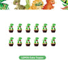 A set of 12 PCS cake toppers featuring green dinosaur figures for a birthday party.
