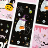 Halloween candy treat bags featuring cute little ghost designs and spooky elements
