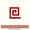 A red square design with a swirling pattern, representing multiple stitching effects for home decor.