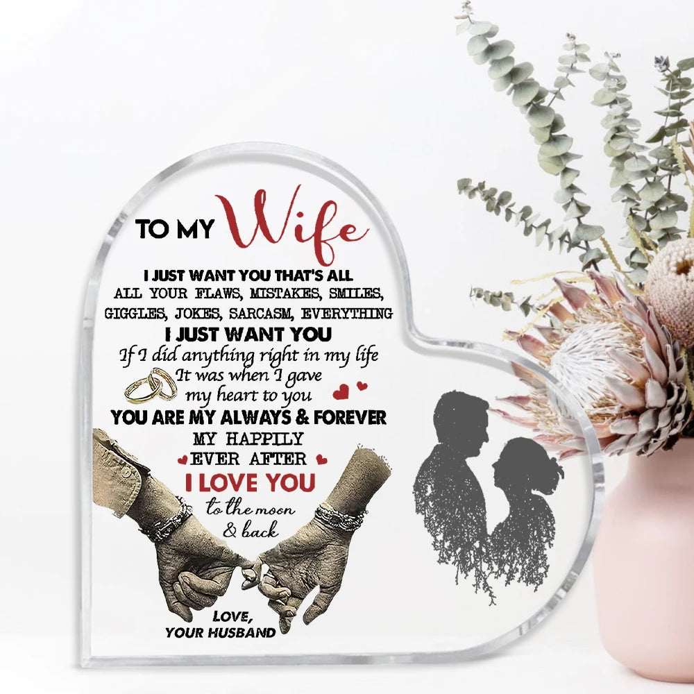 Heart Shaped Acrylic Keepsake Plaque for Home Decor