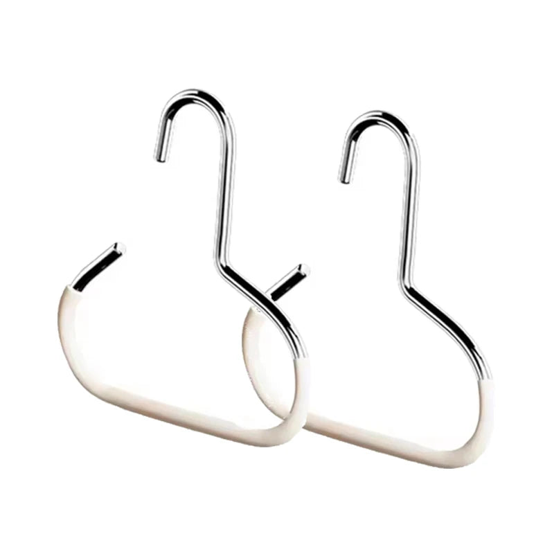 Silver circle ring hat hanger with curved metal arms for organization