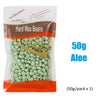 A package of Hard Wax Beans for body hair removal, showing green wax balls.