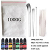 1000g sand wax kit with 50 pieces of wax wick, 6 color candle pigment, and 3 DIY tools
