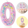 Pink glitter macaron number zero birthday candle decoration