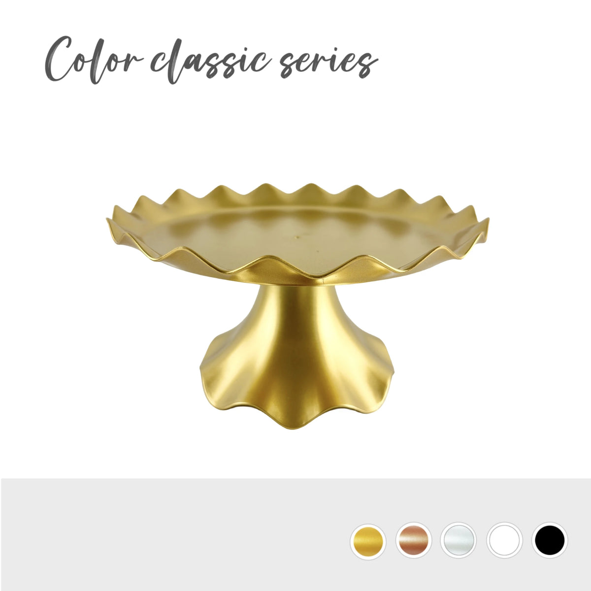 Gold classic series round plastic cake stand for parties and events