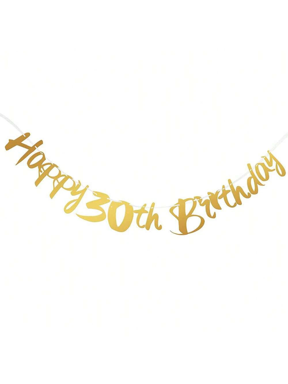 Elegant black and gold glitter birthday banner spelling out Happy 30th Birthday