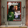Canvas wall art featuring a stylized image of Mitski and a TV girl with the text BE THE COWBOY