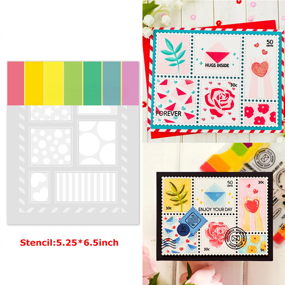 A set of floral love words stencils and stamps featuring roses, hugs, and forever sentiments for DIY scrapbooking
