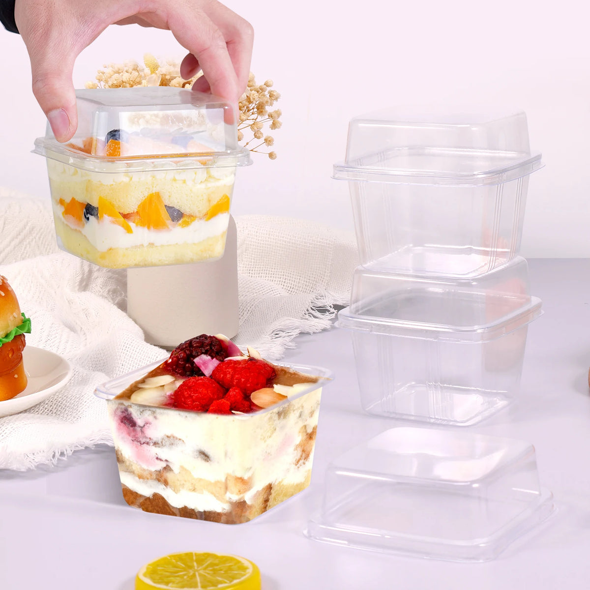 Clear PET Dessert Cups with Lids (50-Pack)