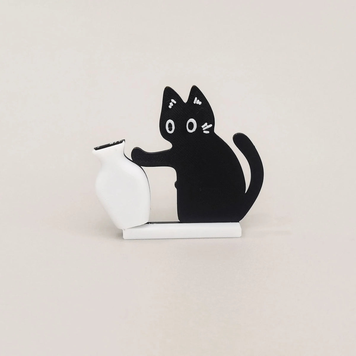 Black Cat Magnet with Vase Decor